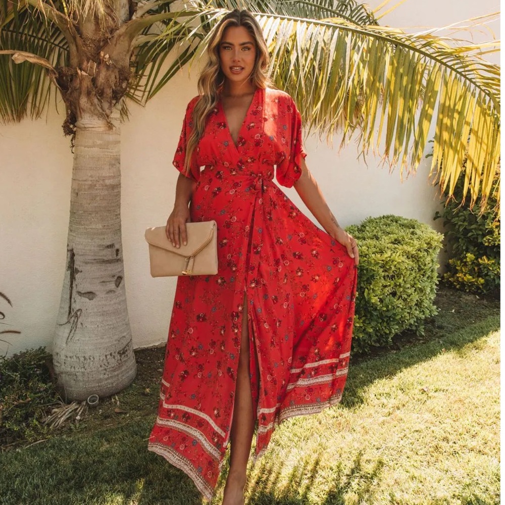 Floral maxi wrap dress